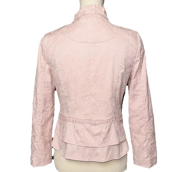 Besti Belli Small Korean Pink Brocade Jacket Ruffle Lace Snap Coquette Kawaii - Picture 2 of 9